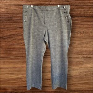 Ann Taylor Factory Plaid Trousers Size 18 Ankle Pants Side Button.